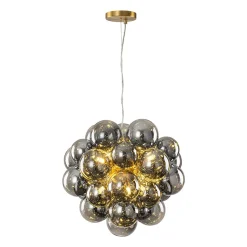 Moody Luxe Cluster Smoked Glass Bubble Sphere Chandelier
