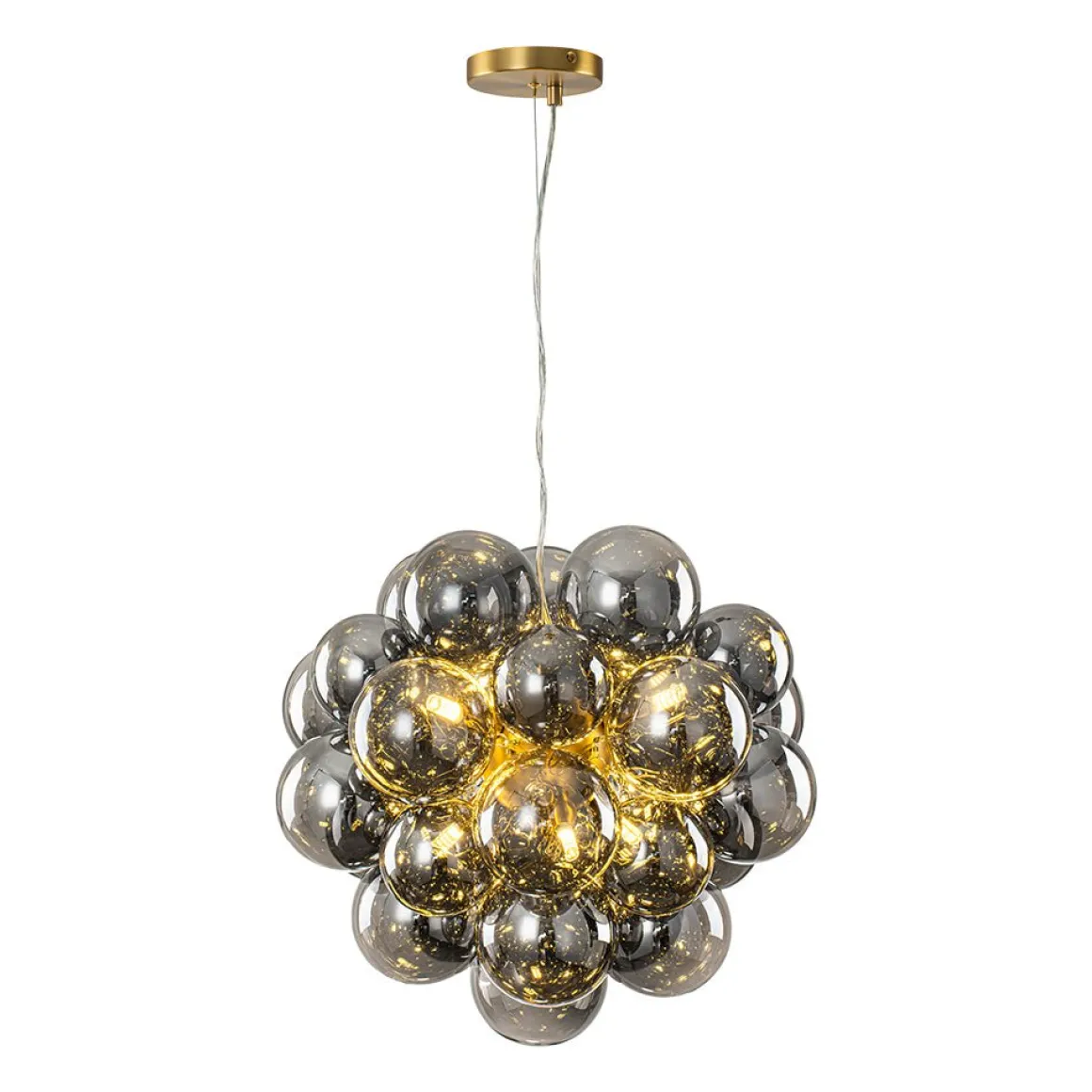Moody Luxe Cluster Smoked Glass Bubble Sphere Chandelier