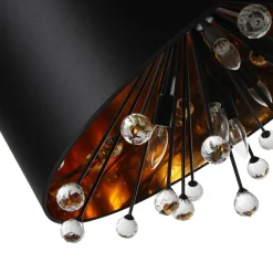 Moody Luxe Starburst Crystal Black Fabric Drum Cage Chandelier