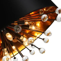 Moody Luxe Starburst Crystal Black Fabric Drum Cage Chandelier