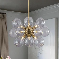 Morandi 18-Light Cluster Lavender Gray Glass Bubble Chandelier