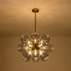 Morandi 18-Light Cluster Lavender Gray Glass Bubble Chandelier