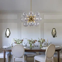 Morandi 18-Light Cluster Lavender Gray Glass Bubble Chandelier