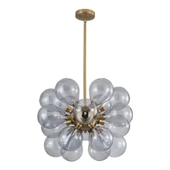 Morandi 18-Light Cluster Lavender Gray Glass Bubble Chandelier