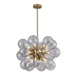 Morandi 18-Light Cluster Lavender Gray Glass Bubble Chandelier