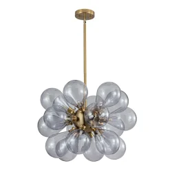 Morandi 18-Light Cluster Lavender Gray Glass Bubble Chandelier