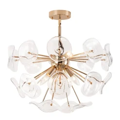 Morning Glory Glass Bloom Sunburst Semi Flush Chandelier