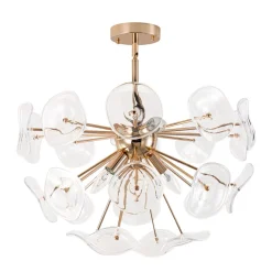 Morning Glory Glass Bloom Sunburst Semi Flush Chandelier