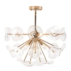 Morning Glory Glass Bloom Sunburst Semi Flush Chandelier