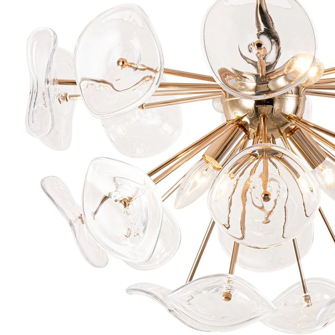 Morning Glory Glass Bloom Sunburst Semi Flush Chandelier