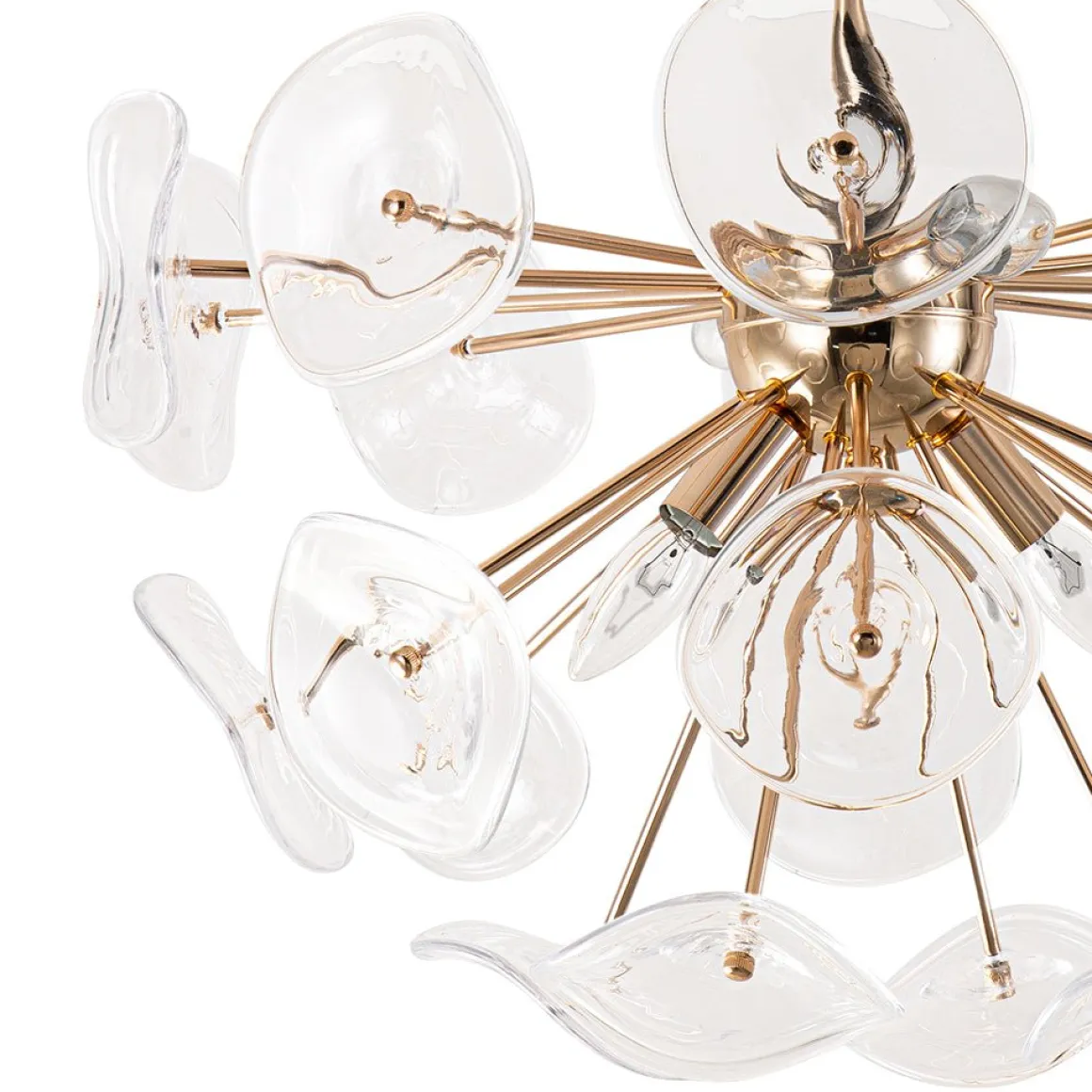 Morning Glory Glass Bloom Sunburst Semi Flush Chandelier