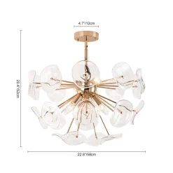 Morning Glory Glass Bloom Sunburst Semi Flush Chandelier