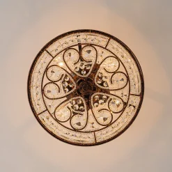 Moroccan Antique Crystal Drum Cage Semi Flush Mount