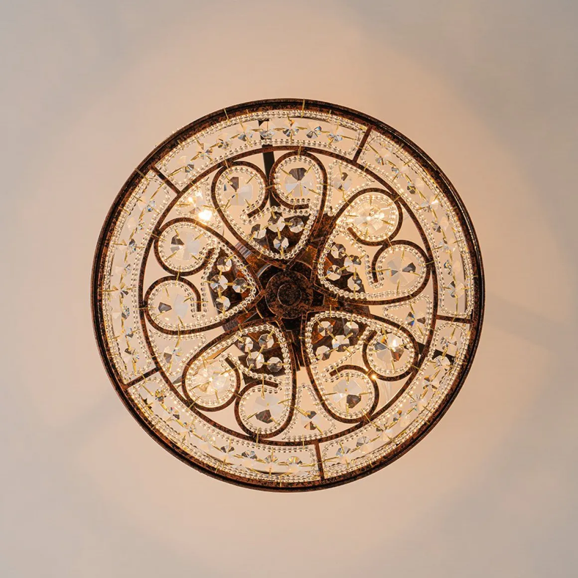 Moroccan Antique Crystal Drum Cage Semi Flush Mount