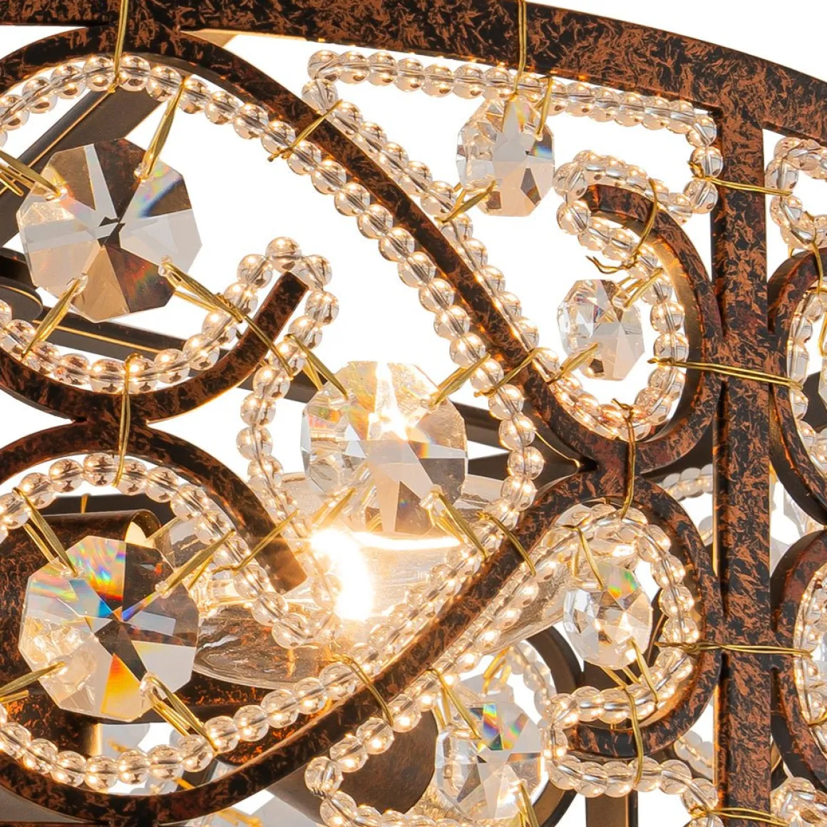Moroccan Antique Crystal Drum Cage Semi Flush Mount
