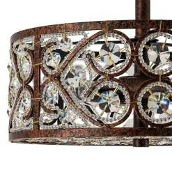 Moroccan Antique Crystal Drum Cage Semi Flush Mount