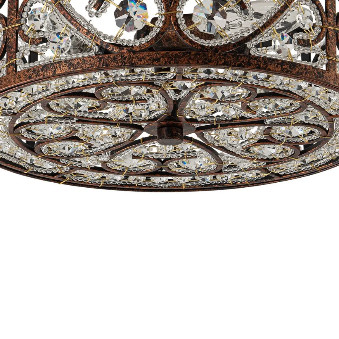 Moroccan Antique Crystal Drum Cage Semi Flush Mount