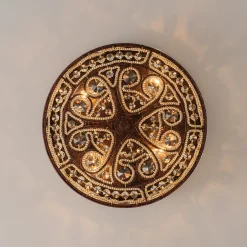 Moroccan Antique Crystal Drum Flush Mount Ceiling Light