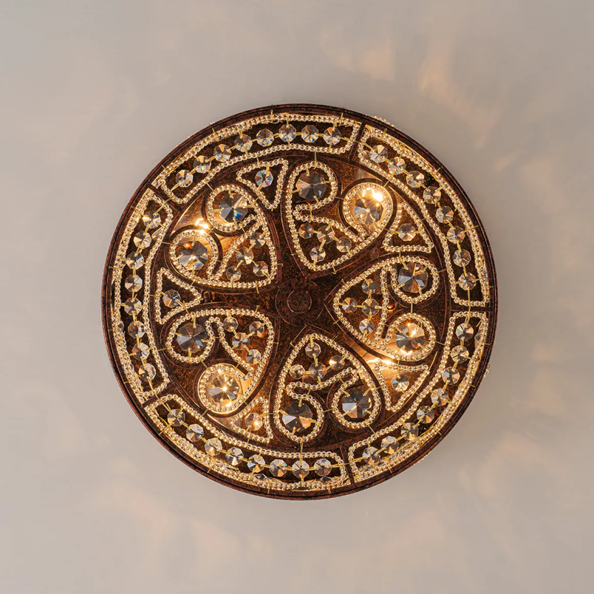 Moroccan Antique Crystal Drum Flush Mount Ceiling Light