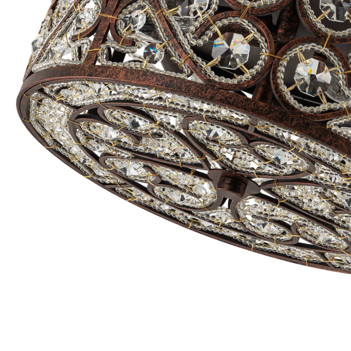 Moroccan Antique Crystal Drum Flush Mount Ceiling Light