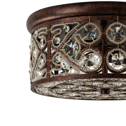 Moroccan Antique Crystal Drum Flush Mount Ceiling Light