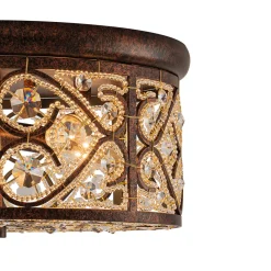Moroccan Antique Crystal Drum Flush Mount Ceiling Light