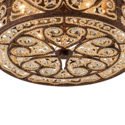 Moroccan Antique Crystal Drum Flush Mount Ceiling Light