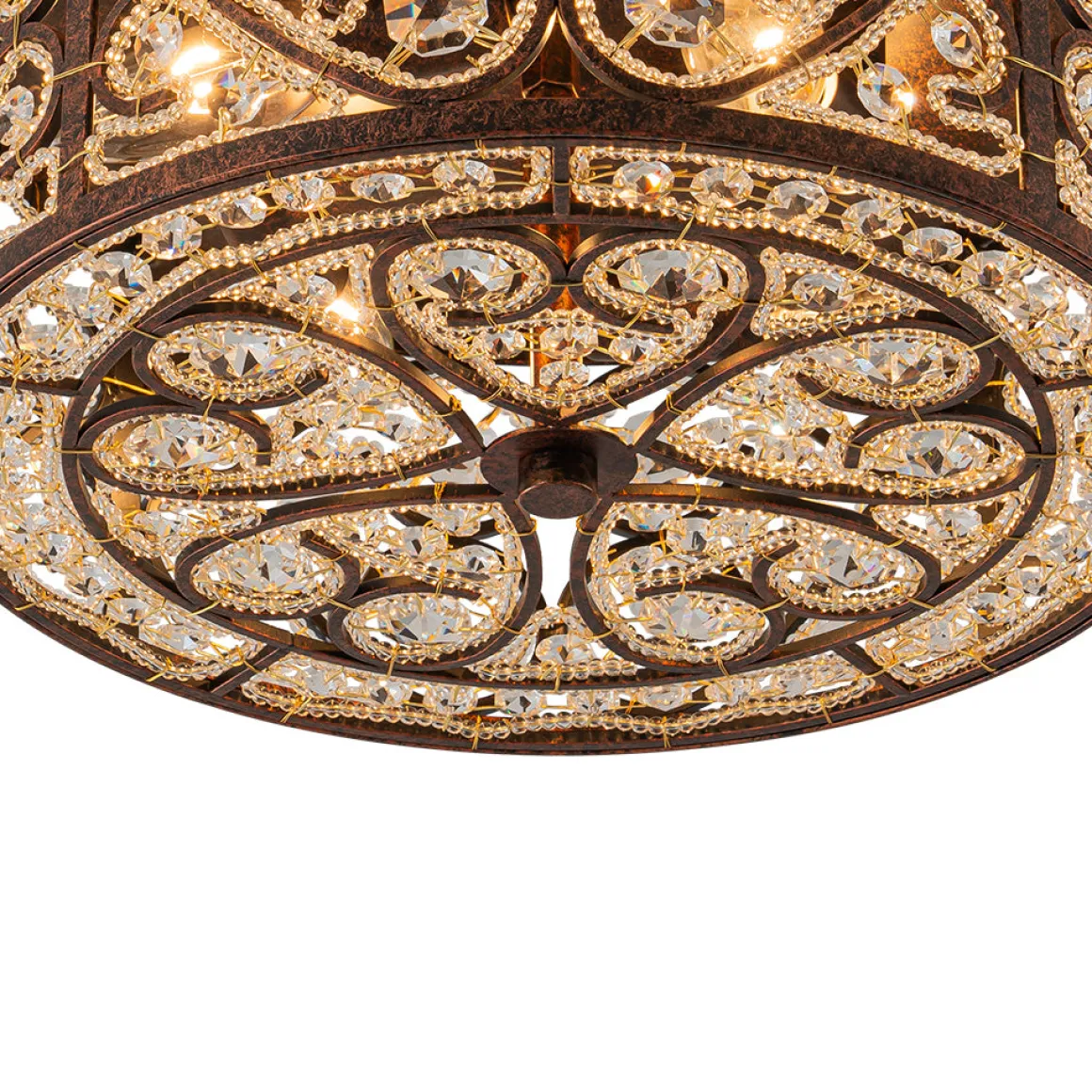 Moroccan Antique Crystal Drum Flush Mount Ceiling Light