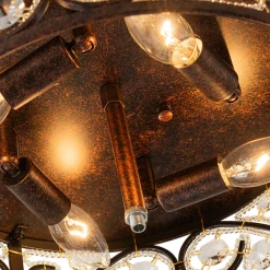 Moroccan Antique Crystal Drum Flush Mount Ceiling Light