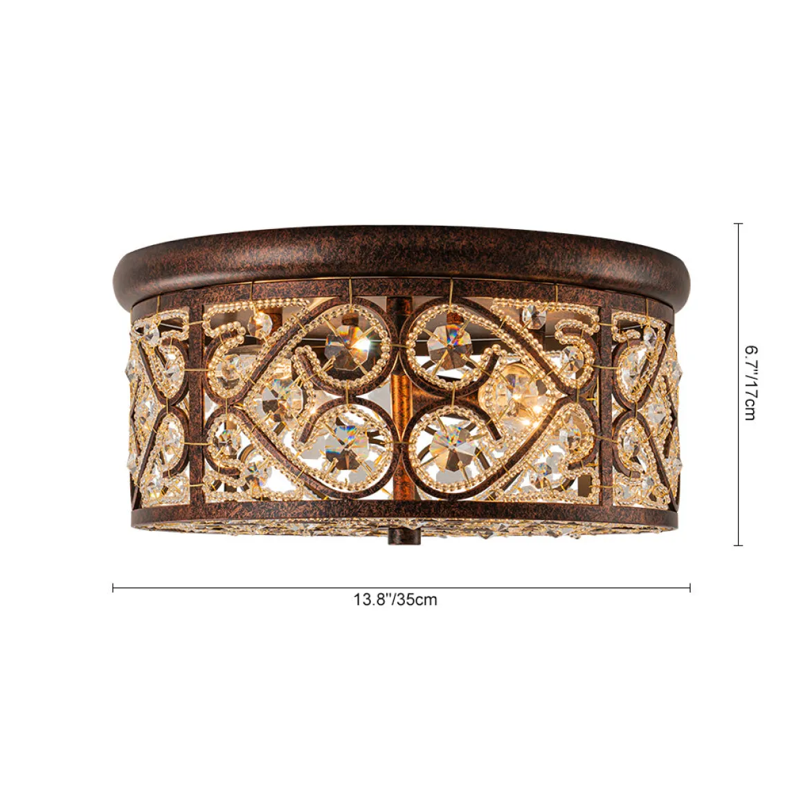 Moroccan Antique Crystal Drum Flush Mount Ceiling Light