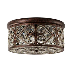 Moroccan Antique Crystal Drum Flush Mount Ceiling Light