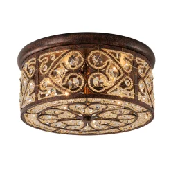 Moroccan Antique Crystal Drum Flush Mount Ceiling Light
