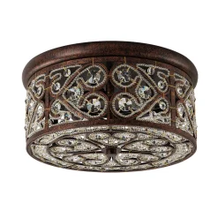 Moroccan Antique Crystal Drum Flush Mount Ceiling Light
