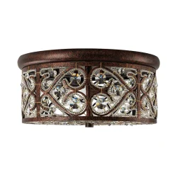 Moroccan Antique Crystal Drum Flush Mount Ceiling Light