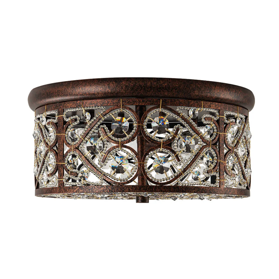 Moroccan Antique Crystal Drum Flush Mount Ceiling Light