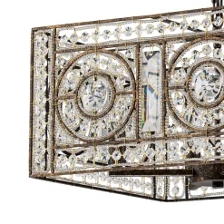 Moroccan Glam Antique Crystal Square Cage Chandelier