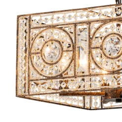 Moroccan Glam Antique Crystal Square Cage Chandelier