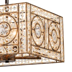 Moroccan Glam Antique Crystal Square Cage Chandelier