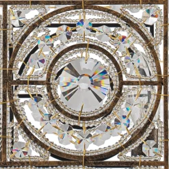 Moroccan Glam Antique Crystal Square Cage Chandelier