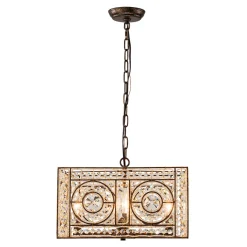 Moroccan Glam Antique Crystal Square Cage Chandelier