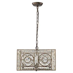 Moroccan Glam Antique Crystal Square Cage Chandelier