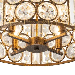 Moroccan Glam Vintage Crystal Drum Lantern Pendant