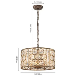Moroccan Glam Vintage Crystal Drum Lantern Pendant