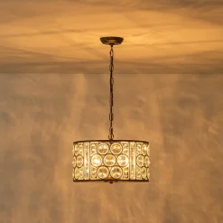 Moroccan Glam Vintage Crystal Drum Lantern Pendant