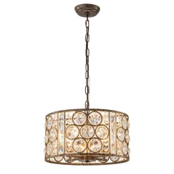 Moroccan Glam Vintage Crystal Drum Lantern Pendant