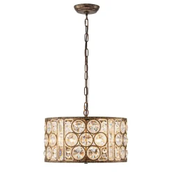 Moroccan Glam Vintage Crystal Drum Lantern Pendant