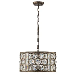 Moroccan Glam Vintage Crystal Drum Lantern Pendant