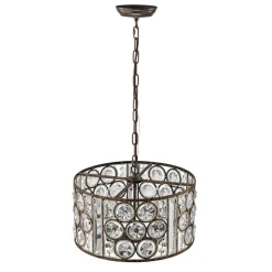 Moroccan Glam Vintage Crystal Drum Lantern Pendant