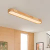 Natural Wood Long Oval Dimmable LED Flush Mount Light