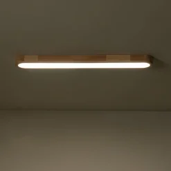 Natural Wood Long Oval Dimmable LED Flush Mount Light